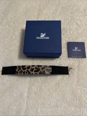 Swarovski Black Velvet Choker with Leopard Crystal Panel